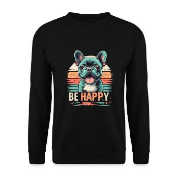 Rétro Sunset Frenchie Bonheur - Sweat-shirt Unisexe - noir - Devant - Alina (178cm) & Michal (187cm)