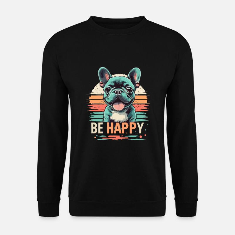 Retro Sunset Frenchie Happiness - Unisex Pullover - Schwarz