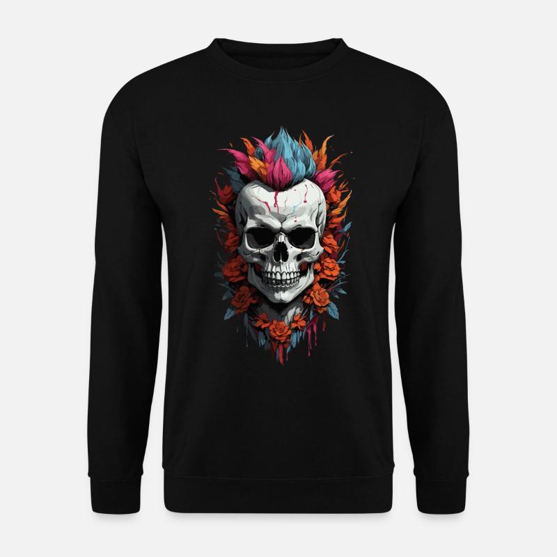 Skull Flowers Alternative Punk Rock - Unisex Sweatshirt - black