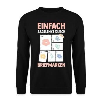 Philatelie Briefmarkensammlung Briefmarkensammler - Unisex Pullover - Schwarz - Vorne - Alina (178cm) & Michal (187cm)
