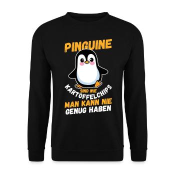 Pinguin - Unisex Pullover - Schwarz - Vorne - Alina (178cm) & Michal (187cm)