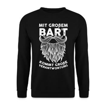 Bärtig Bartträger Schnurrbart Bart - Unisex Pullover - Schwarz - Vorne - Alina (178cm) & Michal (187cm)