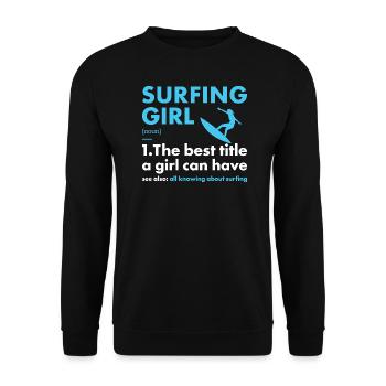 Sport Girl Surfing - Unisex Pullover - Schwarz - Vorne - Alina (178cm) & Michal (187cm)
