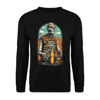 Mummy Skeleton Beer Halloween Retro Design - Unisex Sweatshirt - black - Front - Alina (178cm) & Michal (187cm)