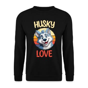 Husky Liebe Hund Schlittenhund Hunderasse Winter - Unisex Pullover - Schwarz - Vorne - Alina (178cm) & Michal (187cm)