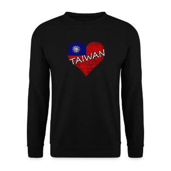 Flag of Taiwan - Taiwan Flagge - Unisex Pullover - Schwarz - Vorne - Alina (178cm) & Michal (187cm)