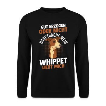 Hund Whippet - Unisex Pullover - Schwarz - Vorne - Alina (178cm) & Michal (187cm)
