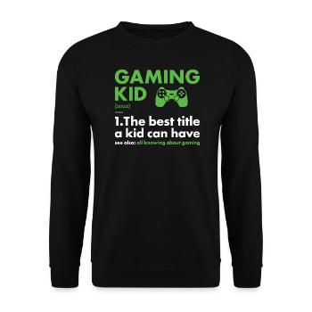 Gamer Kid Definition Gaming - Unisex Sweatshirt - black - Front - Alina (178cm) & Michal (187cm)