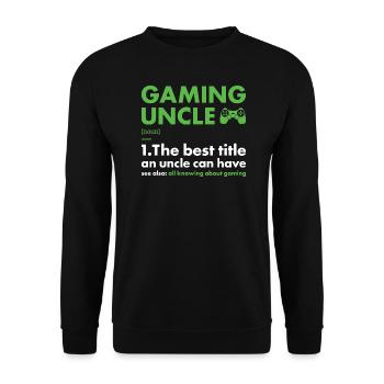 Gamer Uncle Definition Gaming - Unisex Pullover - Schwarz - Vorne - Alina (178cm) & Michal (187cm)