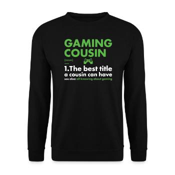 Gamer Cousin Definition Gaming - Unisex Pullover - Schwarz - Vorne - Alina (178cm) & Michal (187cm)
