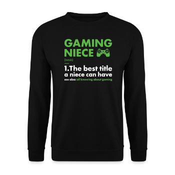 Gamer Niece Definition Gaming - Unisex Pullover - Schwarz - Vorne - Alina (178cm) & Michal (187cm)