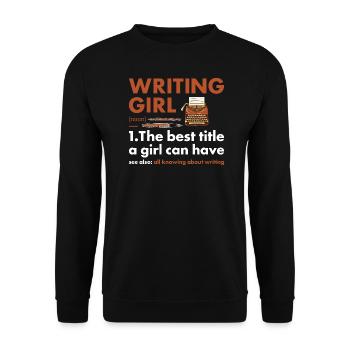 Writer Girl Definition Writing - Unisex Sweatshirt - black - Front - Alina (178cm) & Michal (187cm)