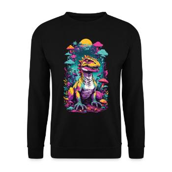 Psychedelic Mushroom Dino Aesthetic Festival Design - Unisex Sweatshirt - black - Front - Alina (178cm) & Michal (187cm)