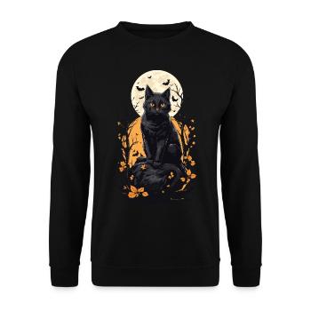 Conception esthétique de la pleine lune de chat d’Halloween - Sweat-shirt Unisexe - noir - Devant - Alina (178cm) & Michal (187cm)