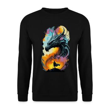 Giant Black Dragon on Fire - Unisex Sweatshirt - black - Front - Alina (178cm) & Michal (187cm)