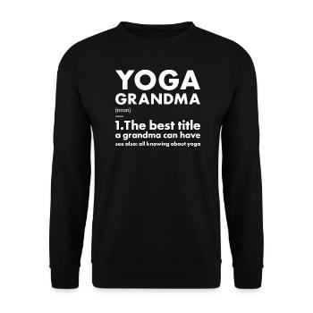 Yogi Grandma Definition Yoga - Unisex Pullover - Schwarz - Vorne - Alina (178cm) & Michal (187cm)