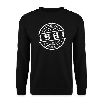 Geburtsjahr Geburtstag Born In - Made in 1981 - Unisex Pullover - Schwarz - Vorne - Alina (178cm) & Michal (187cm)