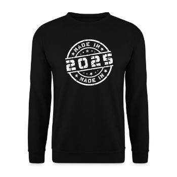 Geburtsjahr Geburtstag Born In - Made in 2025 - Unisex Pullover - Schwarz - Vorne - Alina (178cm) & Michal (187cm)