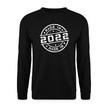 Geburtsjahr Geburtstag Born In - Made in 2022 - Unisex Pullover - Schwarz - Vorne - Alina (178cm) & Michal (187cm)