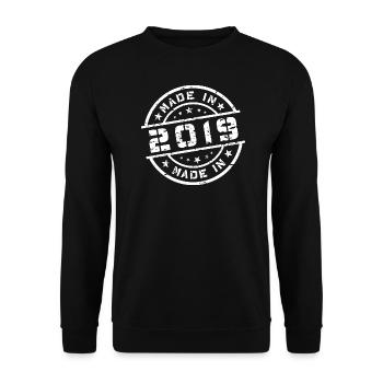 Year of Birth Birthday Born In - Made in 2019 - Unisex Sweatshirt - black - Front - Alina (178cm) & Michal (187cm)