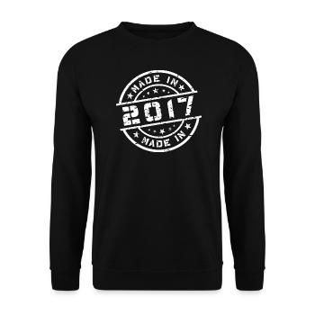 Geburtsjahr Geburtstag Born In - Made in 2017 - Unisex Pullover - Schwarz - Vorne - Alina (178cm) & Michal (187cm)