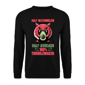 Half Watermelon, Half Avocado, All Trouble! - Unisex Sweatshirt - black - Front - Alina (178cm) & Michal (187cm)