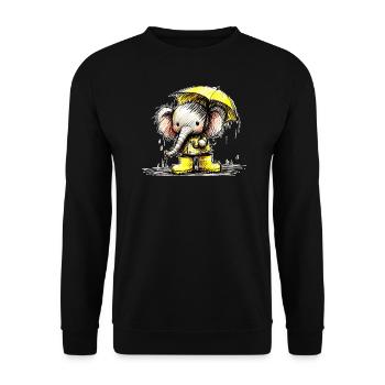 Elefant im Regen - Unisex Pullover - Schwarz - Vorne - Alina (178cm) & Michal (187cm)