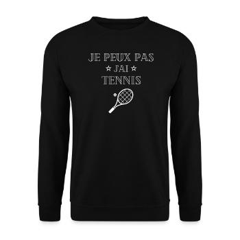 Ich kann nicht Tennis spielen - Unisex Pullover - Schwarz - Vorne - Alina (178cm) & Michal (187cm)