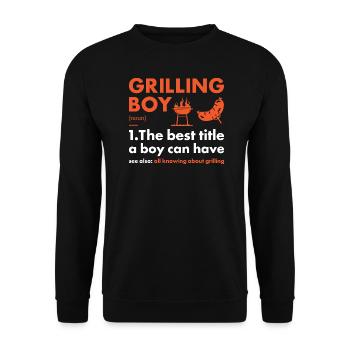 Griller Boy Definition Grilling - Unisex Sweatshirt - black - Front - Alina (178cm) & Michal (187cm)