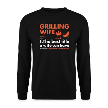 Griller Femme Définition Grillades - Sweat-shirt Unisexe - noir - Devant - Alina (178cm) & Michal (187cm)