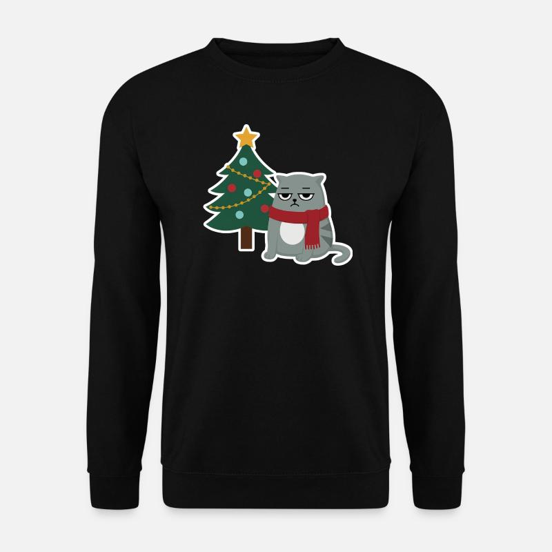 Cat Grumpy Christmas - Unisex Pullover - Schwarz