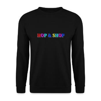 Hüpfen und Einkaufen - Unisex Pullover - Schwarz - Vorne - Alina (178cm) & Michal (187cm)