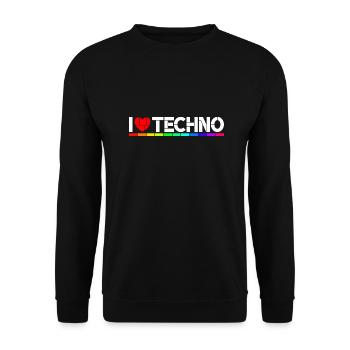 I love Techno - Unisex Sweatshirt - black - Front - Alina (178cm) & Michal (187cm)