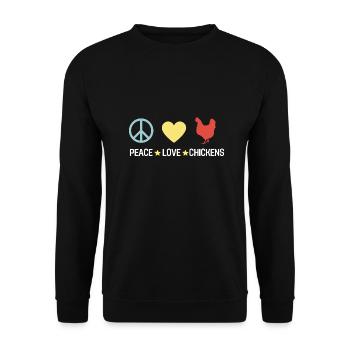 Farm Animal Peace Poulets Agriculteur Cadeau Poulet - Sweat-shirt Unisexe - noir - Devant - Alina (178cm) & Michal (187cm)