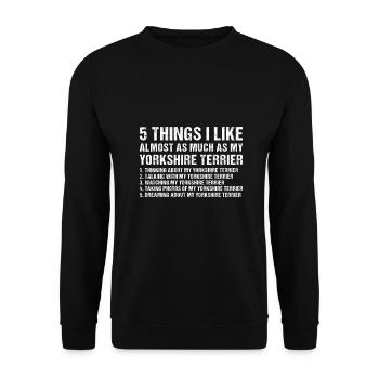 5 choses que j’aime autant que mon Yorkshire Terrier - Sweat-shirt Unisexe - noir - Devant - Alina (178cm) & Michal (187cm)