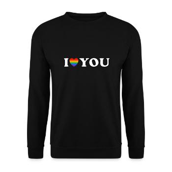 Je t’aime - couple gay - cœur arc-en-ciel - Sweat-shirt Unisexe - noir - Devant - Alina (178cm) & Michal (187cm)