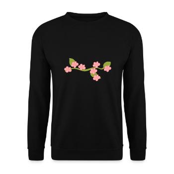 Floral Pink Leaf Leaves Line Nature Branch - Unisex Sweatshirt - black - Front - Alina (178cm) & Michal (187cm)