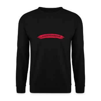 Jugendfeuerwehr Rückenschild 1-farbig - Unisex Pullover - Schwarz - Vorne - Alina (178cm) & Michal (187cm)