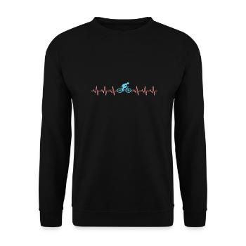 Bicycle Heartbeat Hobby Cycling Gift - Unisex Sweatshirt - black - Front - Alina (178cm) & Michal (187cm)