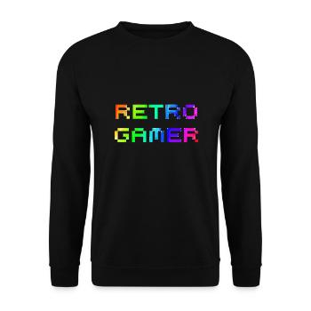 Retro Gamer | Videospiel | Gamer | Nerd - Unisex Pullover - Schwarz - Vorne - Alina (178cm) & Michal (187cm)