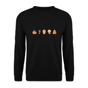 komplette Serie "Halloween", Boho Line Art Design - Unisex Pullover - Schwarz - Vorne - Alina (178cm) & Michal (187cm)