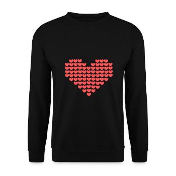 rotes Herz rot Herzen rosa Herz Geschenk Muttertag - Unisex Pullover - Schwarz - Vorne - Alina (178cm) & Michal (187cm)