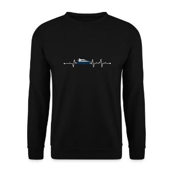Boat Yacht Heartbeat Captain - Unisex Sweatshirt - black - Front - Alina (178cm) & Michal (187cm)