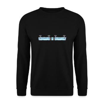 Schwebebahn lang pixelart - Unisex Pullover - Schwarz - Vorne - Alina (178cm) & Michal (187cm)
