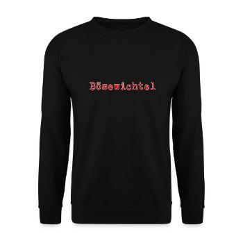 Bösewicht Bösewichtel Bösewichtl Schriftzug - Unisex Pullover - Schwarz - Vorne - Alina (178cm) & Michal (187cm)