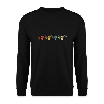 Vintage-Retro-Musik-Schlagzeuger - Unisex Pullover - Schwarz - Vorne - Alina (178cm) & Michal (187cm)