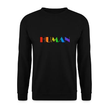 Human rainbow text LGBTQ pride - Unisex Sweatshirt - black - Front - Alina (178cm) & Michal (187cm)
