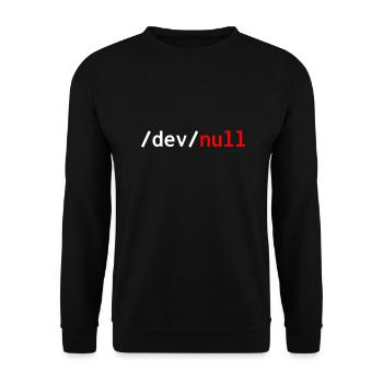 Dev null red web developer humor funny - Unisex Sweatshirt - black - Front - Alina (178cm) & Michal (187cm)