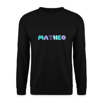 Name - Matheo - Unisex Pullover - Schwarz - Vorne - Alina (178cm) & Michal (187cm)