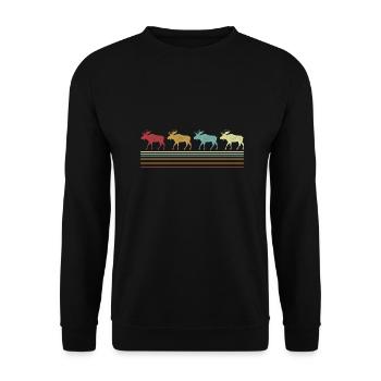 Retro Elch Liebhaber Lustiger Elch Vintage - Unisex Pullover - Schwarz - Vorne - Alina (178cm) & Michal (187cm)